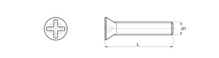 Śruba z łbem stożkowym płaskim z nacięciem krzyżowym M2,5 x 5mm, DIN 34811 (DIN 965)