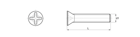 Śruba z łbem stożkowym płaskim z nacięciem krzyżowym M3 x 32mm, DIN 34811 (DIN 965)