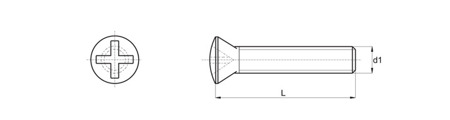 Śruba z łbem stożkowym soczewkowym z nacięciem krzyżowym M4 x 7mm, DIN 966