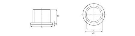 Tuleja z kołnierzem D-16mm d1-12mm d-10mm H-12mm h-2mm, kolor naturaln