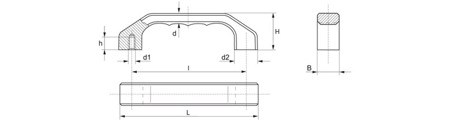 Uchwyt pałąkowy masywny, z aluminium, z tulejami gwintowanymi M8, L - 140